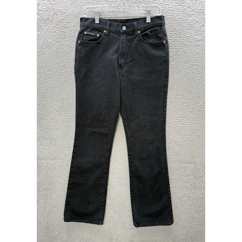 Vintage Calvin Klein Jeans Womens 7 Black Denim Flare Jean Made In USA 90s Y2K